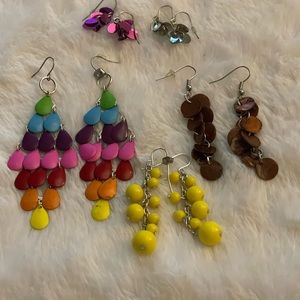 Totally RAD 1990s retro lot of colour earrings dangles. Vintage. Retro. Lot